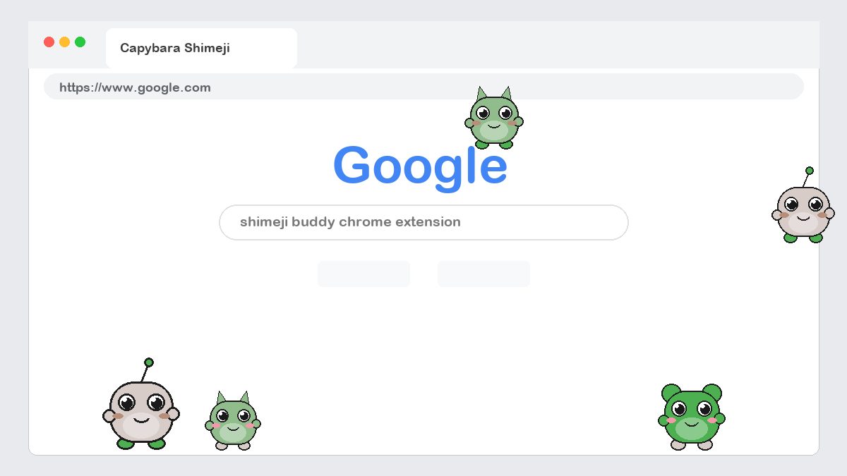 Capybara Shimeji walking on a Google Chrome web page