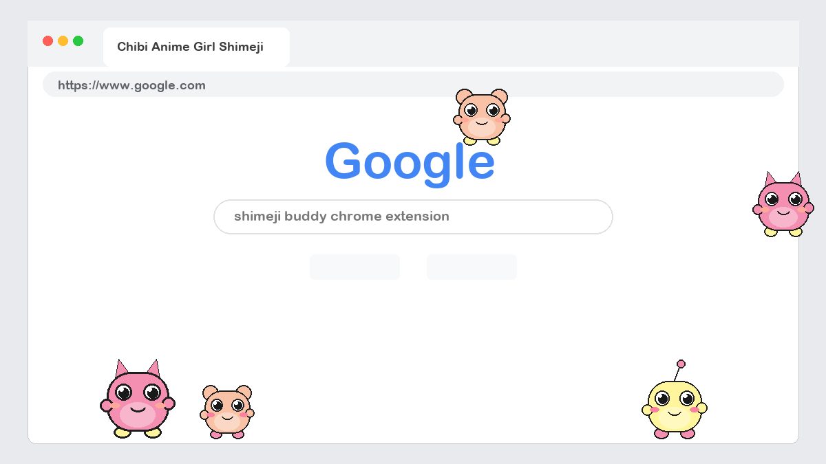 Chibi Anime Girl Shimeji walking on a Google Chrome web page