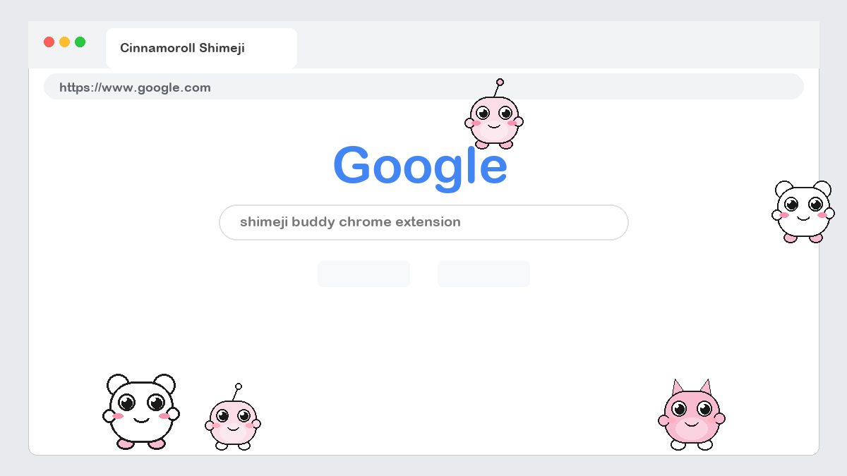 Cinnamoroll Shimeji walking on a Google Chrome web page