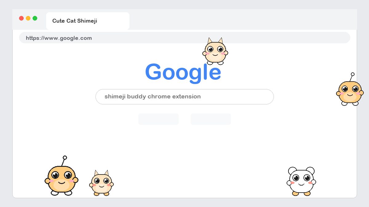 Cute Cat Shimeji walking on a Google Chrome web page