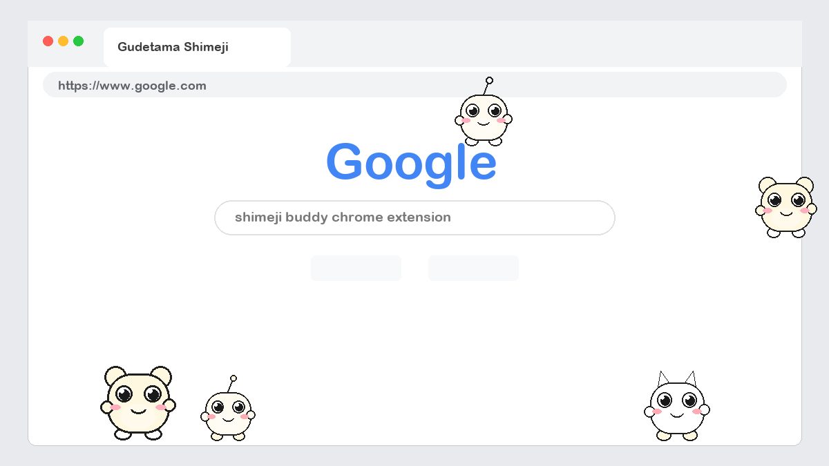 Gudetama Shimeji walking on a Google Chrome web page
