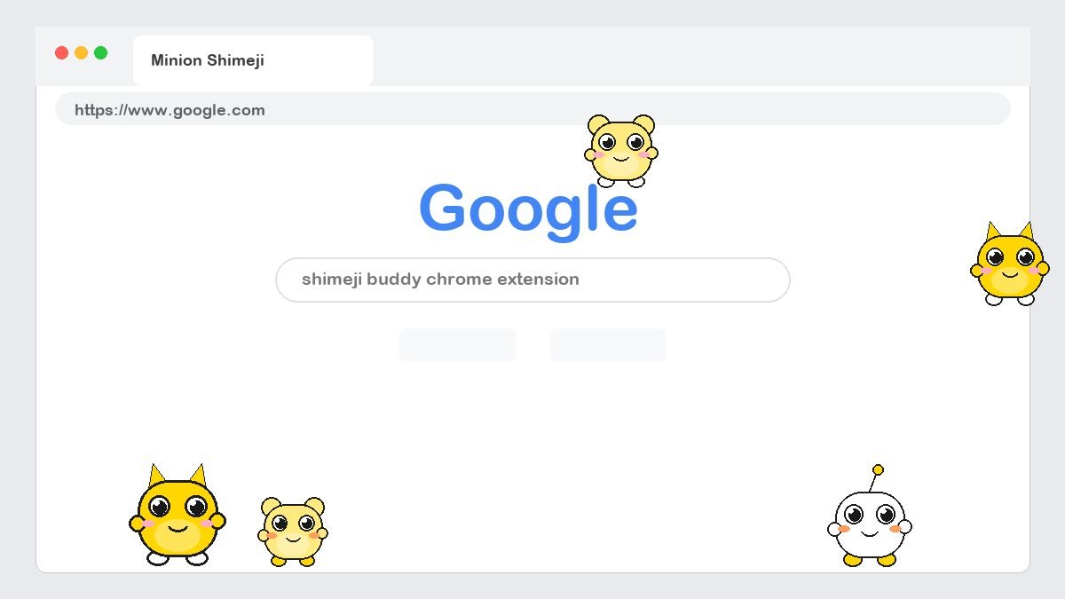 Minion Shimeji walking on a Google Chrome web page