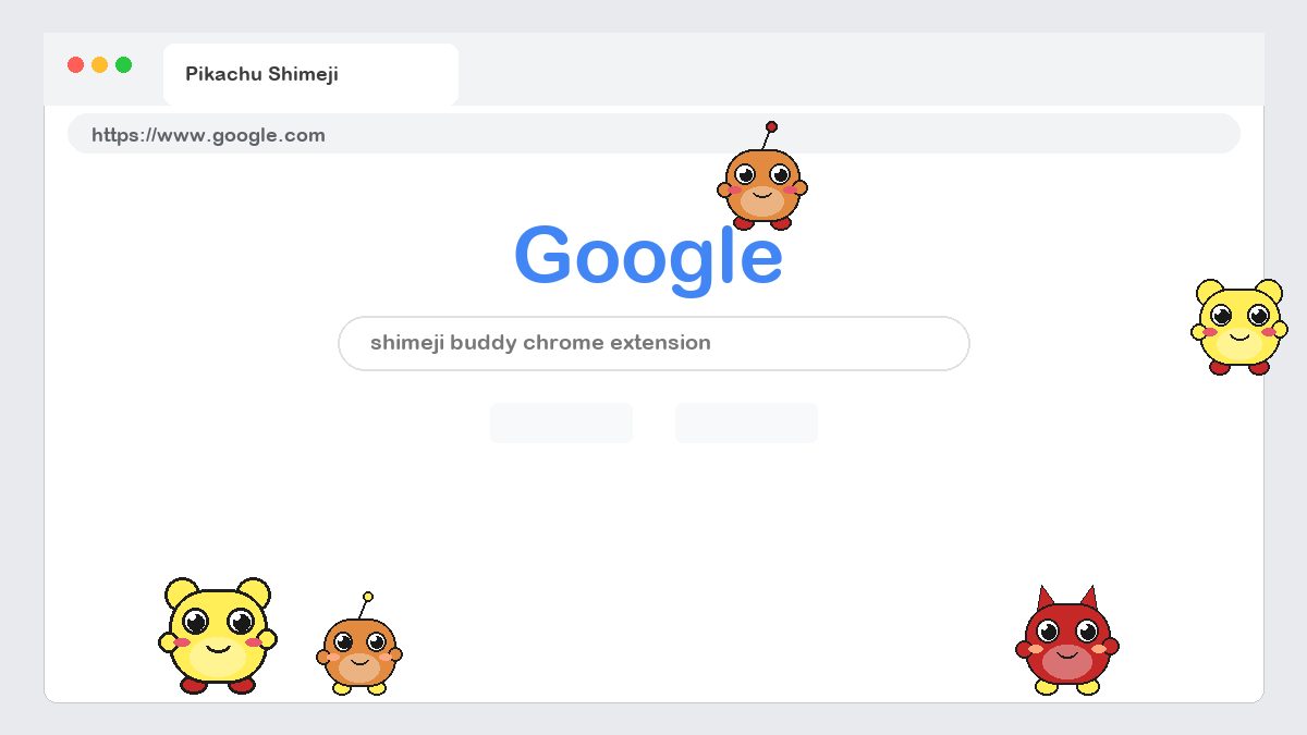 Pikachu Shimeji walking on a Google Chrome web page