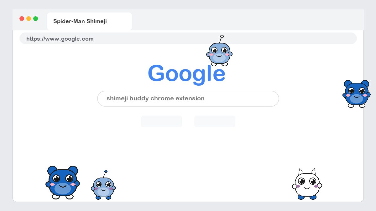 Spider-Man Shimeji walking on a Google Chrome web page
