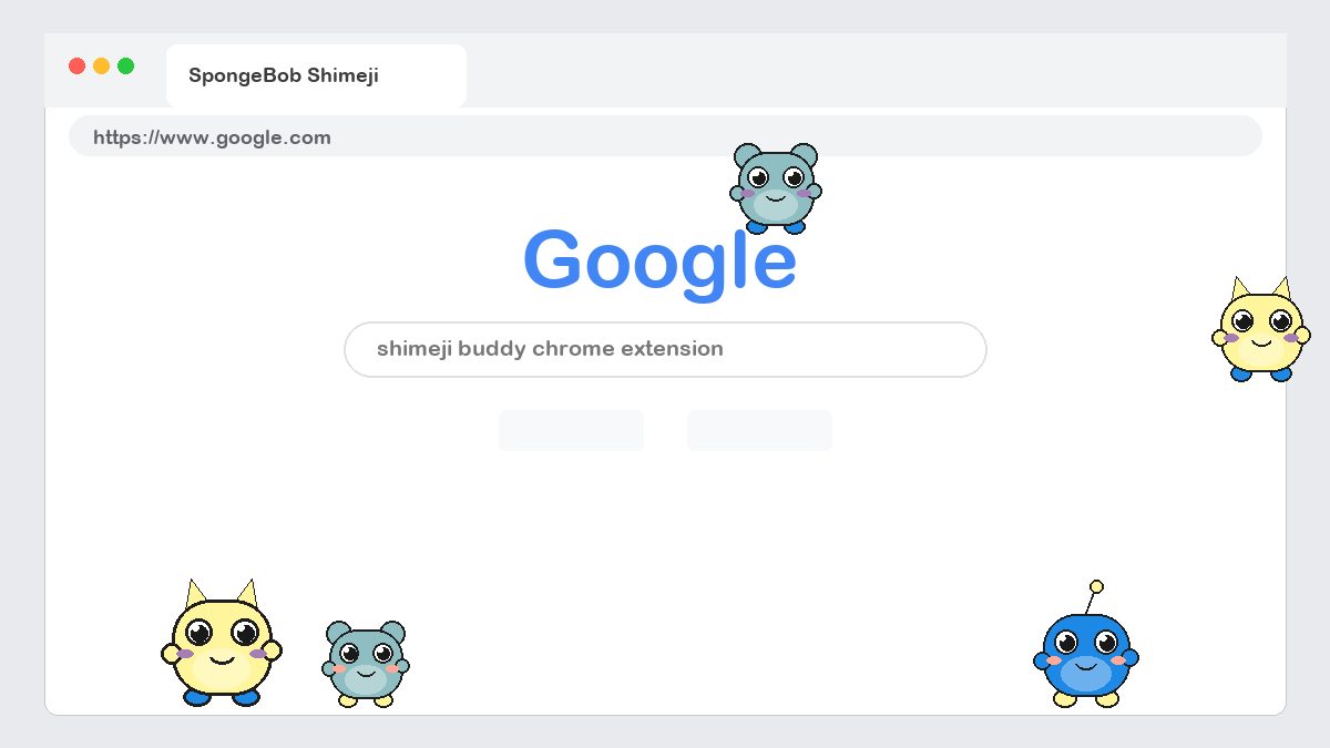 SpongeBob Shimeji walking on a Google Chrome web page